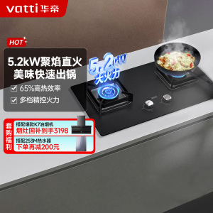华帝(vatti)5.2KW火力燃气灶i10073B(天然气)双眼灶厨房家用嵌入钢化玻璃离子熄火保护烈焰不糊锅
