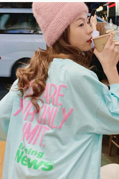 印花夏装韩版女式新款中长款短袖T恤女宽松学生情侣衣服