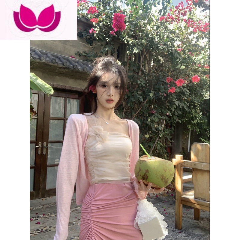 七斓一颗甜桃yikett《树莓夭夭》开衫上衣甜美粉色半身裙套装女