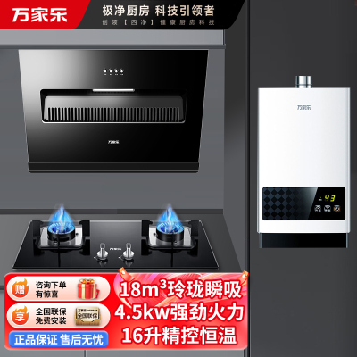 万家乐 油烟机灶具热水套餐 AL031+LAY3+16T1 18立方大吸力油烟机 4.5kw猛火 天然气16L水量热水器