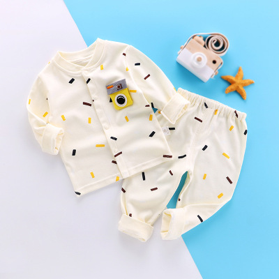 Suberon联名|葆适得童装婴儿衣服春季新生儿纯棉两件套0-3-6个月男女宝宝蝴蝶衣内衣套装家居服黄色90cm