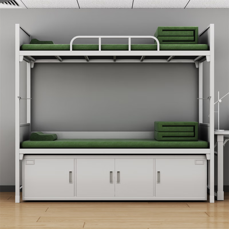 富路达加厚双层钢制上下铺宿舍士官铁床内务双人床带床下柜 13款