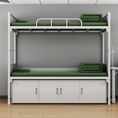 富路达加厚双层钢制上下铺宿舍士官铁床内务双人床带床下柜 13款