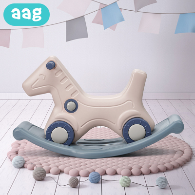 aag摇摇马儿童小木马溜溜车二合一两用一岁宝宝玩具婴儿周岁礼物二合一摇马-暮粉