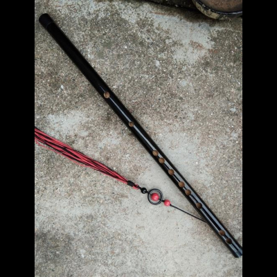 乐器周边吹奏笛黑色古风苦竹笛子笛鬼笛两头黑骨初学笛子横笛G调（尾刻吹奏）无羡铃铛穗/教材