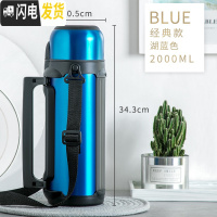 三维工匠大容量保温瓶带盖冲奶粉1000女便携壶可喝水婴儿可爱外出保温杯 湖蓝色2000