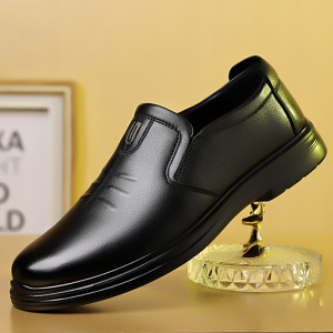 棉鞋男士商务皮鞋新款软底软面中老年爸爸鞋加绒保暖休闲男鞋