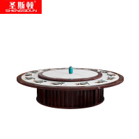 圣斯顿S-XR2800实木岩板圆餐桌电动转盘含18张餐椅Ø2800*750mm(单位:套)胡桃色