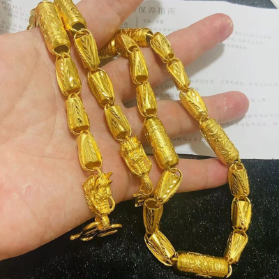 招财越南沙金中国龙头项链霸气男士麦穗转运时尚项链金店同款首饰送女朋友老婆情人节七夕生日礼物
