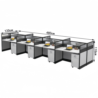 悦兴诚屏风办公桌八人+柜套