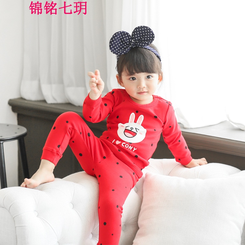 锦铭七玥韩国童装春夏季新品儿童居服套装多色棉 韩版男女童居服