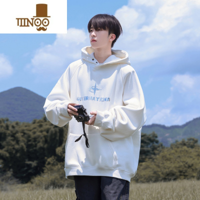 YANXU卫衣男圆领潮牌长袖连帽设计感外套港风情侣装宽松套头衣服