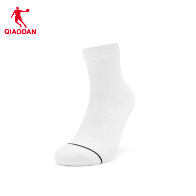 乔丹 透气运动袜子跑步篮球袜短袜舒适训练中筒袜QTEAD3253005 乔丹白
