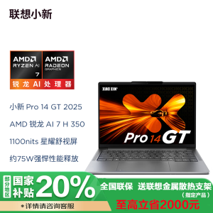 联想小新Pro14GT 2025款 AI元启版14英寸2.8K高刷OLED轻薄笔记本电脑 锐龙AI 7 H 350 32G 1TSSD 集显 W11 深灰色 官方标配
