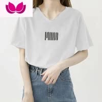 七斓欧货2023年夏季新款正肩V领短袖t恤女墨绿色体恤宽松潮牌上衣