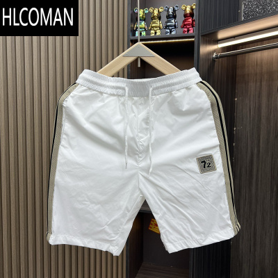 HLCOMAN男士夏天新款条纹休闲短裤网红高端痞帅运动五分沙滩大裤衩男外穿