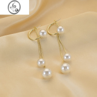 JiMi珍珠流苏耳钉适合夏天轻奢小众设计感高级感耳饰蚊香盘耳夹无耳洞
