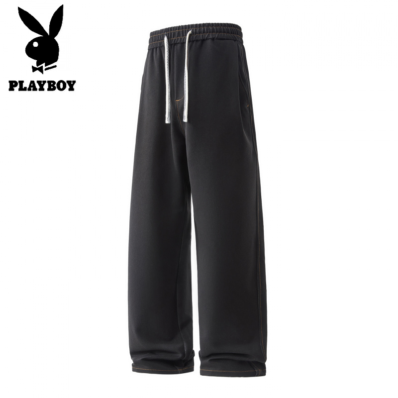 花花公子新款高品质秋冬厚款天丝牛仔裤宽松阔腿休闲长裤