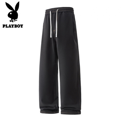 花花公子新款高品质秋冬厚款天丝牛仔裤宽松阔腿休闲长裤