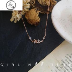 冷淡风玫瑰金小花朵项链女潮ins网红气质韩版简约个性锁骨链颈链 JiMi 玫瑰金锆石小花项链
