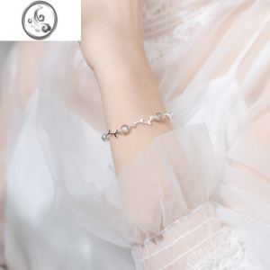 JiMi猫蛰花枝月光石银银小众手链女生韩版学生简约冷淡风个性闺蜜饰品 花枝月光石手链S925纯银