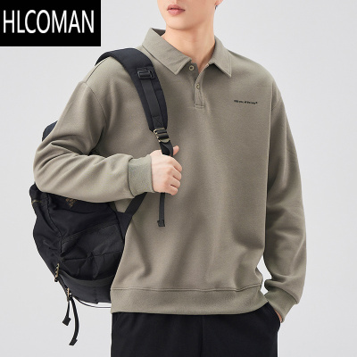 HLCOMAN衫卫衣男款加绒上衣2024新款秋装带领男士长袖T恤