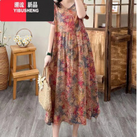 YIBUSHENG季韩版连衣裙显瘦气质时尚印花休闲洋气大花连衣裙长裙