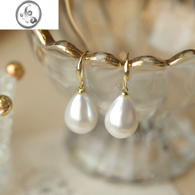 JiMi珍珠水滴耳环2023新款日韩耳饰甜美简约显脸小森系树脂耳钉女