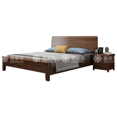鑫星奈 XXN4022914 实木床胡桃木单人床1.5米含一个床头柜