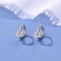 s925银针星星耳扣女小众设计高级感爱心耳圈满钻耳扣轻奢气质耳饰送女朋友老婆情人节七夕生日礼物