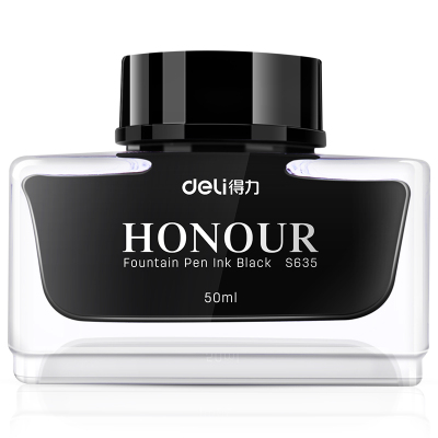 得力(deli)S635钢笔墨水50ml商务办公瓶装黑墨水学生钢笔墨水墨胆补充液墨汁黑色5个装