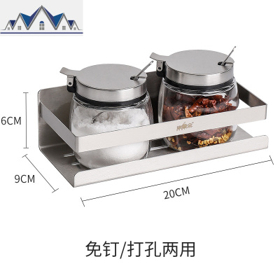 厨房置物架304不锈钢壁挂墙上免打孔放置调料调味品架子收纳 三维工匠