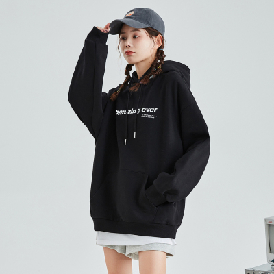 [3件8.5折84.9元,叠加优惠券]唐狮春装新款女卫衣戴帽字母卫衣复古时尚韩版慵懒风上衣in