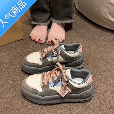 SUNTEK复古板鞋女2023夏季新款厚底百搭超火小白鞋子原创小众国潮运动鞋