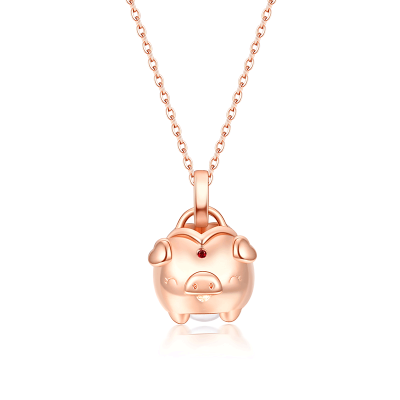 佐卡伊zocai玫瑰18K金生肖猪本命年猪猪项链吊坠猪年3DK金猪锁骨链正品珠宝本命猪吊坠（新品现货）