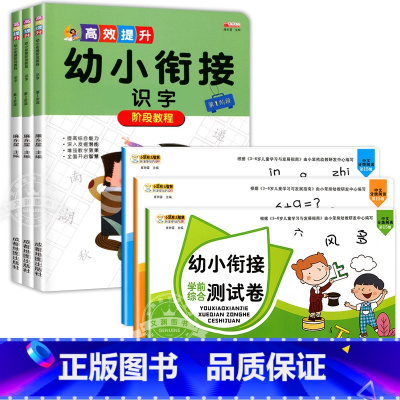 [6本]幼小衔接测试卷+幼小衔接识字 [正版]幼小衔接试卷测试卷一日一练全套语文数学拼音识字练习题大班练习册幼升小启蒙思