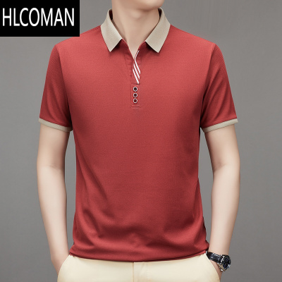HLCOMAN高端华格夫短袖T恤中年男士翻领夏季丝光棉体恤男Polo衫爸爸