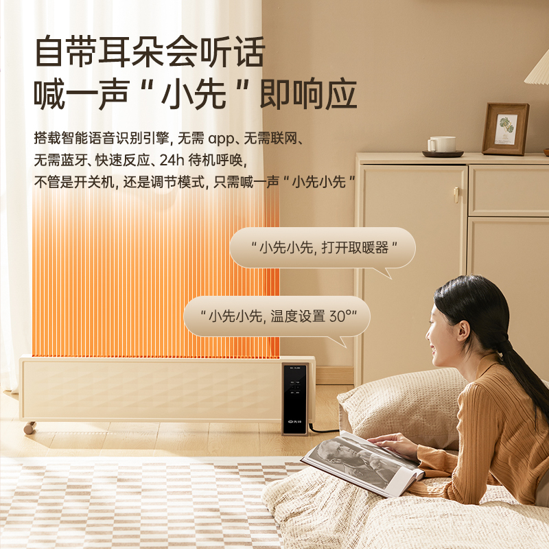 新品先锋石墨烯踢脚线电暖器语音家用取暖器客厅浴室暖风机电暖气DTJ-YY1R