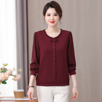 气质妈妈上衣时尚简约中老年女士休闲小衫T恤衫女40-50岁中年装女