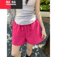 YIBUSHENG直筒休闲裤女季2024新款多巴胺高腰宽松阔腿时尚百搭小个子短裤
