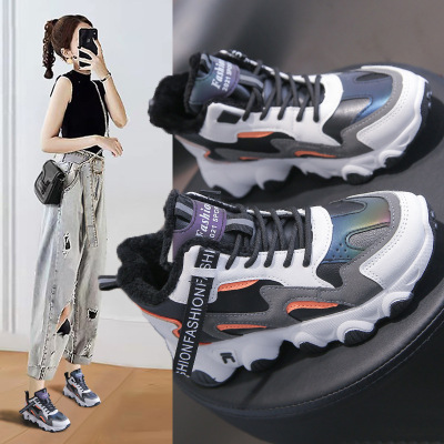 韩版高帮老爹女鞋潮秋季新款学生增高运动鞋女休闲鞋-2