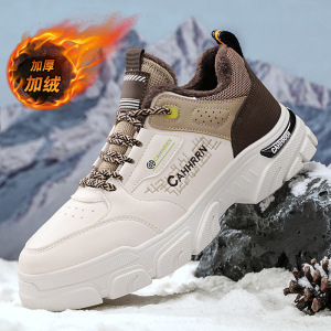 新款低帮马丁鞋男式加绒保暖棉鞋时尚厚底防滑男鞋休闲运动风