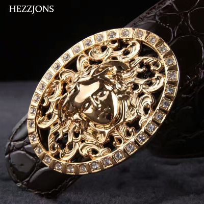 赫泽琼斯HEZZJONS新品皮带男真皮腰带新款美人头板扣裤腰带时尚青年百搭皮带潮男夜店腰带