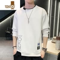 YANXU男士长袖t恤潮牌宽松假套头款卫衣圆领百搭男装上衣服