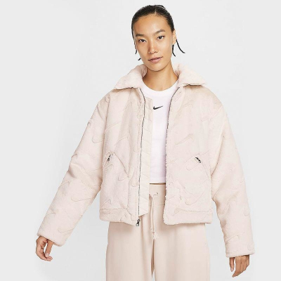 NIKE耐克外套运动休闲保暖人造毛皮女装翻领夹克FV8020-104 C