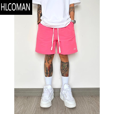 HLCOMAN蓝色多巴胺冰丝速干沙滩短裤男夏薄款潮牌家居不过膝4四分凉裤子