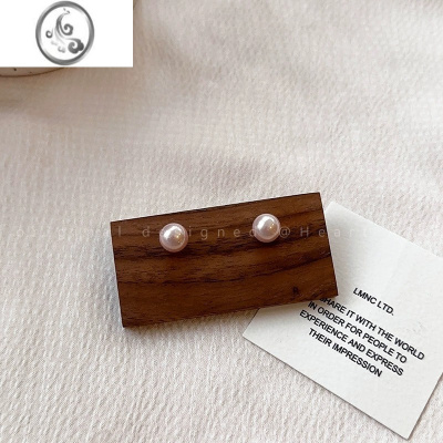 JiMi施家正圆无暇粉色珍珠耳钉女轻奢小众设计感高级夏季耳环气质耳饰