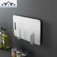 不锈钢厨房置物架壁挂式案砧板菜板刀架墙上免打孔锅盖收纳架家用 三维工匠