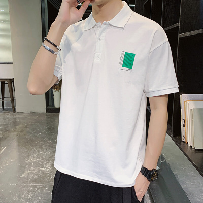 梵克公牛学生polo衫男牌2020透气短袖T恤男夏季新款韩版体恤宽松休闲上衣男装舒适米白M