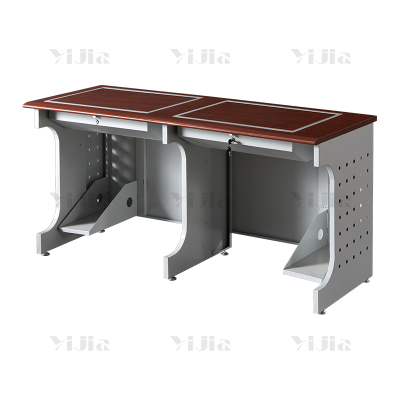 翌嘉 隐藏式翻转电脑桌培训桌教室机房多媒体学习桌办公桌D款双人位1600*600*750mm